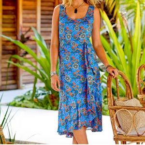 Sundance Cascading Dreams Modal Dress Side Ruffle Sleeveless Floral Sz pS